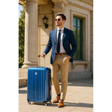 World Traveler Contour 28-Inch Polycarbonate Hardside Expandable Spinner Checked Luggage with TSA Lock - Blue