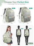 FIORETTO School Backpack for Teen Girls & Women with Compartment, Lightweight School Bag Bookbag with Multiple Pockets, Ideal for Middle High School, College, Travel, Green 25L