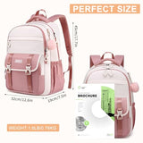 LIBENED School Backpack for Teen Girls & College Women, Water-Resistant Ergonomic 15.6 inch Laptop Bookbag, Cute Aesthetic Middle & High School Travel Backpack