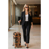 Chariot Regal Vintage Style 2-Piece Hardside Carry-On Retro Train Case Spinner Luggage Set - Black