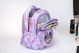MOONBABY Kids Backpack for Girls Ages 6-12 with Sweet Heart Pocket, 17" Lightweight Elementary Middle School Bookbag, Bowknot Lace Ballet Style