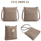 S-ZONE Leather Crossbody Bags for Women RFID Blocking Travel Purse Designer Shoulder Handbags Adjustable Strap