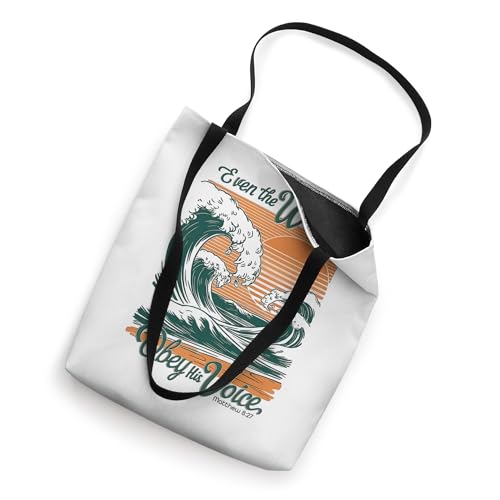 Even the Waves Obey His Voice Christian Bible Verse Surfing Tote Bag