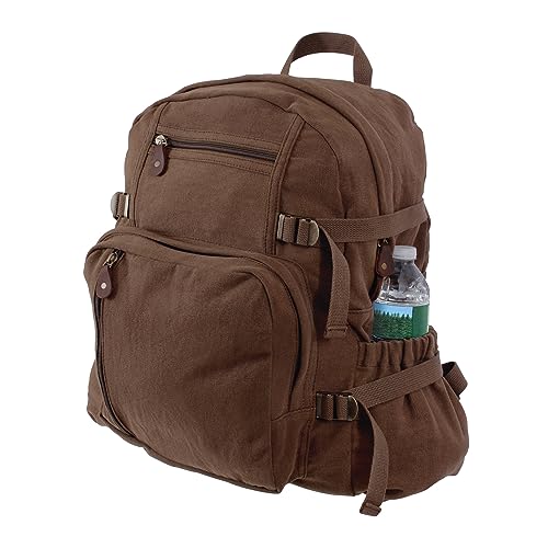 Rothco Jumbo Vintage Canvas Backpack - Rugged Practical Spacious Outdoor Rucksack – 28L Capacity, Earth Brown