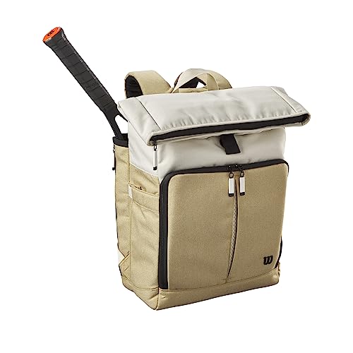 WILSON Lifestyle Foldover Tennis Backpack - Khaki, Holds up to 2 Rackets