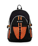 Everest Luggage Backpack with Dual Mesh Pocket, Orange/Gray/Black, Orange/Gray/Black, One Size
