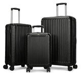 World Traveler Dejuno Abrams 3-Piece Lightweight Hardside Spinner Luggage Set - Black