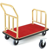 Gilprop Hotel Luggage Cart Bellman's Cart Rectangular Steel Deluxe Platform Truck Holds 850lbs of Luggage(Red)