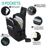 FEDESERN Carbon Lined Backpack,Waterproof Zipper Sling Backpack,Travel Chest Shoulder Bag,Lightweight Unisex Crossbody Casual Daypack for Men & Women (Black)