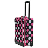 Rockland Fashion Softside Upright Luggage Set,Expandable, Multi/Pink Dot, 2-Piece (14/19)