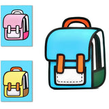 Lifelix Kids Kawaii Backpack for Boys Girls Cute Toddler 2D Cartoon Comic Paper Jump Bookbag Fun Weird School Schoolbag (Blue, Large)