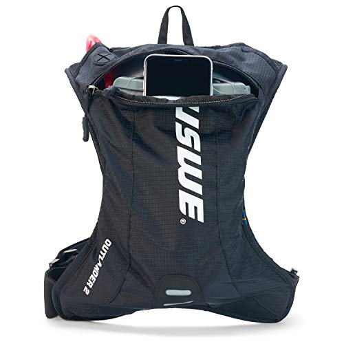 USWE Outlander Hydration Pack with Water Bladder, Hydration Backpack - Backpack for Cycling, MTB, Trail Running & More (2L, Black)