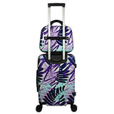 World Traveler VentureX Airline Approved 2-Piece Carry-On Luggage Set – Lightweight Hardside Polycarbonate Suitcase with Spinner Wheels - Tropical Leaves