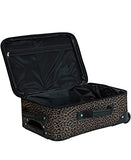 Rockland Vara Softside 3-Piece Upright Luggage Set, Expandable,Lightweight,Telescopic Handle,Wheel, Leopard, (20/22/28)