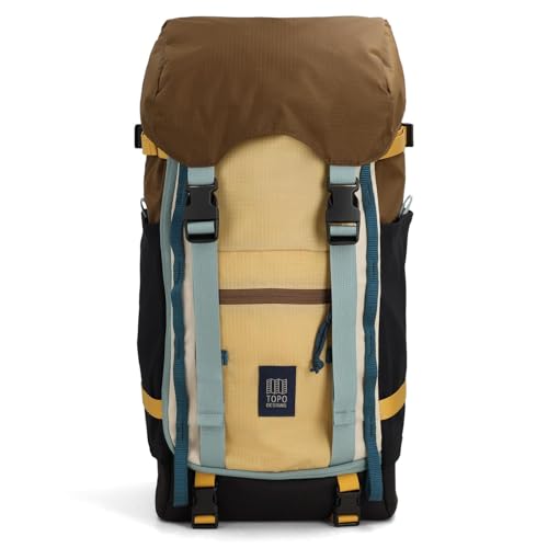 Topo Designs Rover Trail Pack 22L, Molded Back Panel, Waist Belt, Water Bottle Pockets (Desert Palm/Sahara)