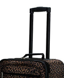 Rockland Vara Softside 3-Piece Upright Luggage Set, Expandable,Lightweight,Telescopic Handle,Wheel, Leopard, (20/22/28)