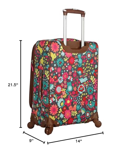 Lily Bloom Luggage Carry On Expandable Design Pattern Suitcase For Woman With Spinner Wheels (Playful Garden, 20in)