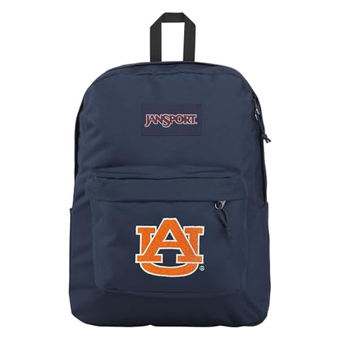 JanSport NCAA Officially Licensed Backpack, Auburn Tigers, Superbreak Plus with Padded 15'' Laptop Sleeve, Spacious Computer Bag for Men & Women, Durable Daypack with Bottle Pocket, Navy