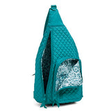 Vera Bradley Women's Cotton Sling Backpack, Forever Green - Recycled Cotton, One Size