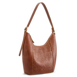 S-ZONE Leather Shoulder Bag for Women Hobo Bag Top Handle Handbag Satchel Purse Rose Pattern