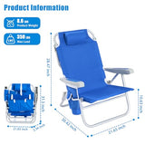 SUNNYFEEL Low Beach Chair 2 Pack, 5-Position Lay Flat Reclining, Backpack Portable Folding Chairs with Cooler Bag & Cup Holder, Heavy Duty 350 LBS, Compact for Beach, Camping, Travel