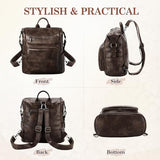 VASCHY Backpack Purse for Women,Vegan Fashion Leather Medium Convertible Ladies Backpack Shoulder Bag for Travel/Work/Diaper Coffee