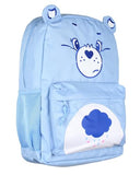 Mad Engine Care Bears Backpack Grumpy Bear Embroidered Face with Rain Cloud Belly Badge and 3D Ears Laptop School Travel Backpack