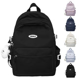 VTTDB Kawaii Backpack with Cute Accessories Casual Aesthetic Daypack Simple Laptop Bag Waterproof Travel Rucksack for Women (black)