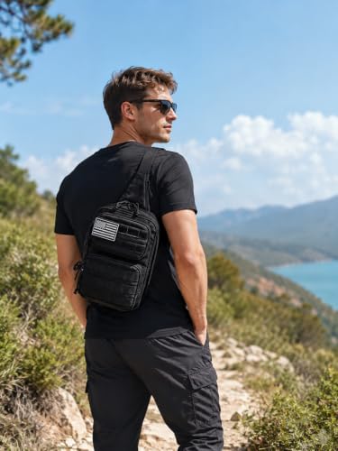 Wotony RFID Blocking Tactical Crossbody Bag for Men - Durable EDC Sling Shoulder Bag with Multi-Pocket Storage