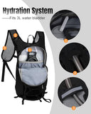 Outplea Small Hiking Backpack with 3D Sponge Backpanel for Men Women, 15L Waterproof Lightweight Cycling Backpack with Chest Strap & Helmet Buckle & Hanging Loop for MTB Biking Jogging, Black