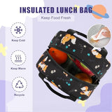 Kouxunt Fox School Backpack for Teens Girls, 3PCS Refrigerator Door Backpacks with Insulated Lunch Box Pencil Bag for Kids Women Students (Black)