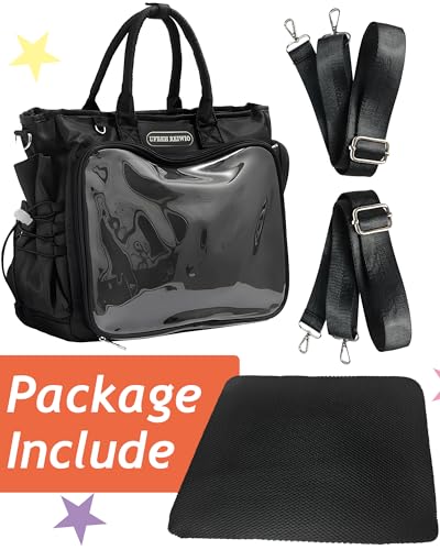 VOUSXLLEZ Large Ita Backpack Shoulder Tote Bag Crossbody Handbags with Insert,kawaiI Ita Purse,for Pin Display,Kpop Fan Anime (Pins NOT Included) (Black)