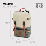 Topo Designs Rover Pack Mini - Small Sized Simple Daypack for EDC, Day Trips, Hikes, Iconic Denver Design, Fair Trade (Bone White/Beetle)