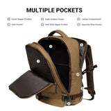 KAUKKO Canvas Travel Rucksack, Large Capacity Carry On Bag with Shoe Pouch and 15.6 inch Laptop Compartment, Flight Approved Outdoor 40L Luggage Weekender Bag, 12-KHAKI
