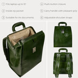 Time Resistance Leather Backpack for Men and Women - Business Rucksack Laptop Bag (Green)