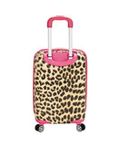 Rockland Safari Hardside Spinner Wheel Luggage, Pink Leopard, Carry-On 20-Inch