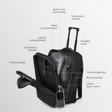 UMydeal Rolling Vacuum Backpack, Travel Compression Suitcase with Hinomoto Wheels, USB C Ports, Anti-Theft Lock, 70L Expandable Waterproof Laptop Bag for Flight, Business & Trips