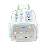 Lifelix Y2K Ita Bag Backpack for Girls with Pin Display Insert - Kawaii Anime Cosplay Backpack for School, College, Travel (White Blue)