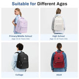 Sisipoet School Backpack for Girls, Lightweight Kids Bookbag for Boys Classic College Backpack for Teen Men Women with Luggage Strap, Age 8-18 Years Old, Black