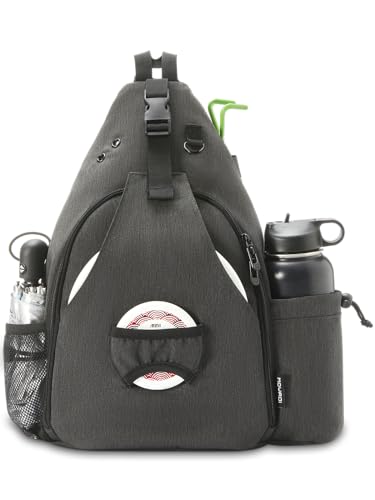 MYQ MOYAQI Disc Golf Bag with 10-12 Capacity, Backpack Retriever Holder and Storage Pockets, Padded Adjustable Strap Back Panel, Lightweight Durable(Grey) (MYQ-A02Y210010-Grey)