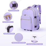 DEVPNR Rolling Backpack for Women, Travel Backpack with Wheels, TaroPurple