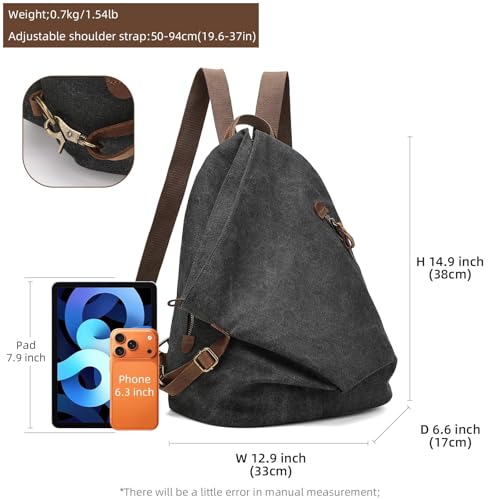 Vintage Canvas Backpack Crossbody Rucksack Outdoor Daypack for Men Women