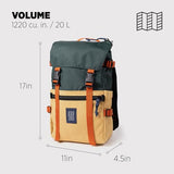 Topo Designs Rover Pack Classic Backpack - Daily Daypack for Commutes, Day Trips, Hikes, Iconic Denver Design, PFAS-Free, Fair Trade (Forest/Goldenrod)
