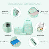 Glodwheat Daisy Printed Backpack For Girls- 3Pc Set With Lunch Box & Pencil Case, Lightweight Water-Resistant Bookbag For Elementary School
