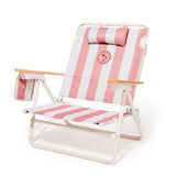 Business & Pleasure Co. Margaritaville Manana Backpack Beach Chair Lay Flat Reclining, Lightweight & Portable, Insulated Cooler Pocket, Strawberry Daiquiri Stripe