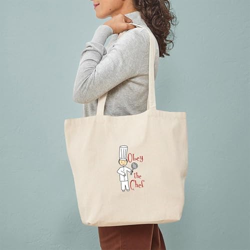 CafePress Obey The Chef Tote Bag Reusable Natural Beige Canvas Shopping Bag