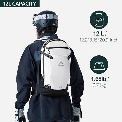 SEMSTY 12L Ski & Snowboard Backpack, Backcountry Backpack for Men Women