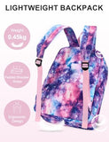 VASCHY Backpack for School, Lightweight Water Resistant Bookbag Casual Daypack for Middle School Teen Girls Pink Galaxy
