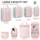 OlarHike 10-Pack Compression Packing Cubes for Travel Essentials,Compressible Expandable Packing Cubes for Suitcase,Luggage Garment Bags for Travel,Handy Helper for Organizing Clothes(Pink)