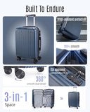 LIGHT FLIGHT 3 Piece Luggage Sets With Spinner Wheels Hardshell TSA Lock